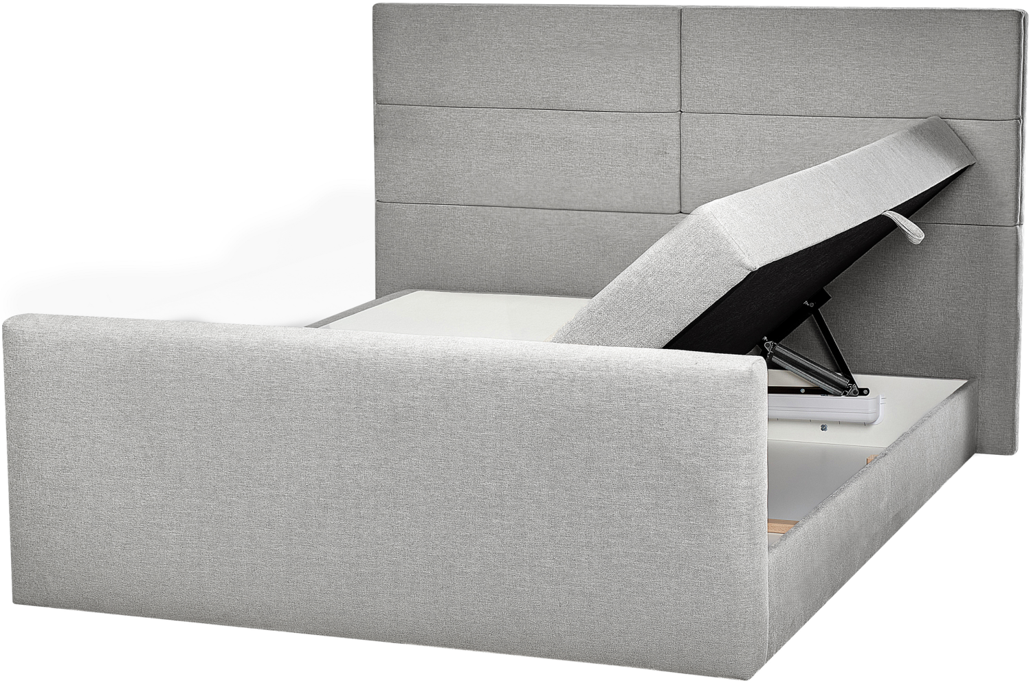 Boxspringbett Polsterbezug hellgrau mit Bettkasten hochklappbar 160 x 200 cm ARISTOCRAT Bild 1