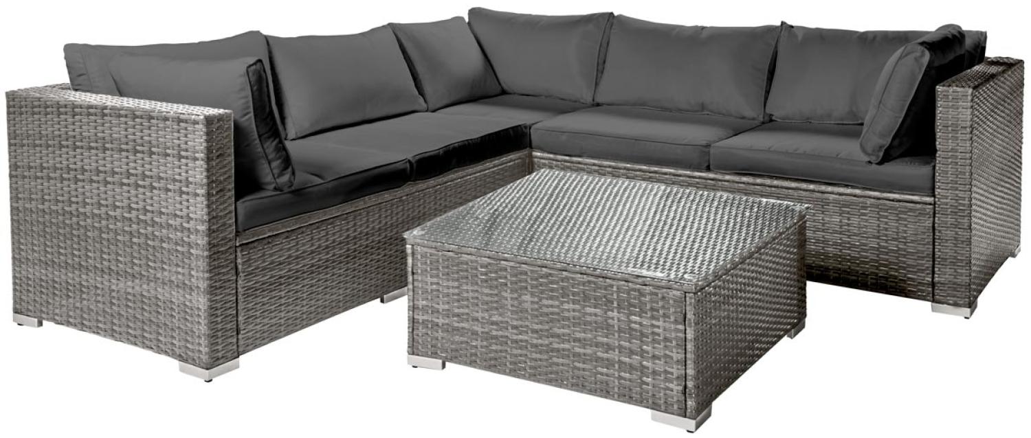 BRAST Gartenmöbel Lounge Sofa Couch Set Passion Grau Poly-Rattan für 4 Personen Bild 1