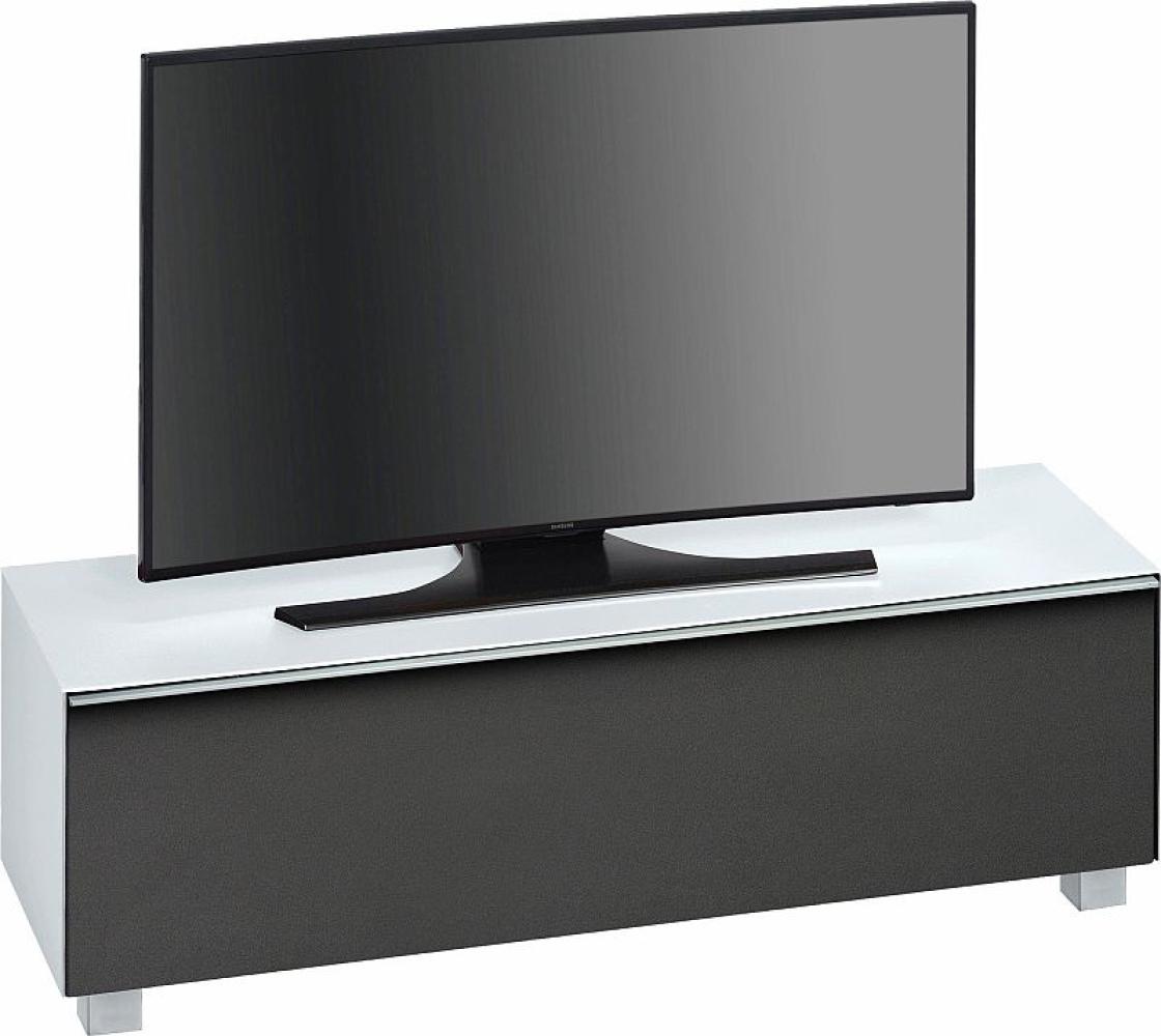 Maja TV Board Soundboard 77362373 verschiedene Farben 140 x 43 x 42 cm Weißglas matt - Akustikstoff schwarz Bild 1