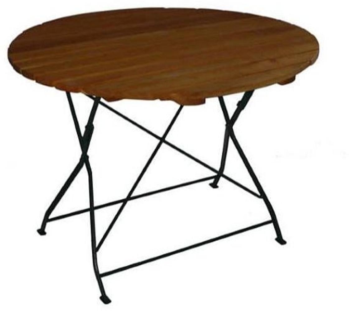 Klapptisch Holztisch Gartentisch Tisch, rund, Gestell dunkel Grün 100 cm Bild 1