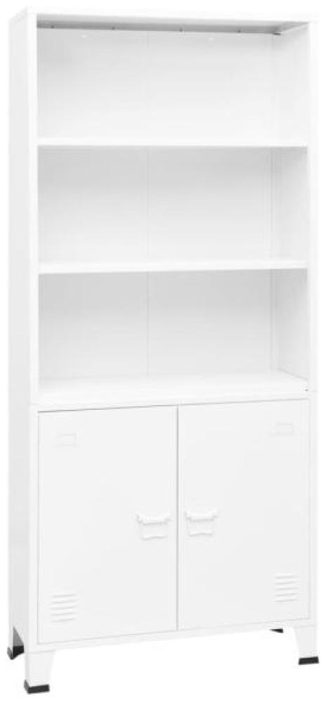 Bücherregal im Industrie-Stil Weiß 80x32x180 cm Stahl Bild 1