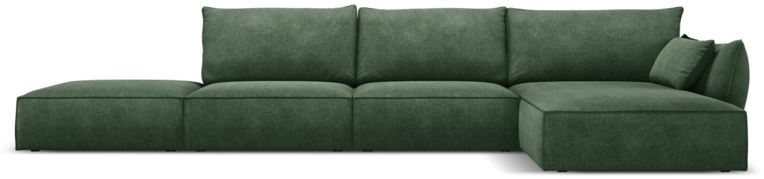 Micadoni 5-Sitzer Ecke rechts Sofa Kaelle | Bezug Bottle Green | Beinfarbe Black Plastic Bild 1