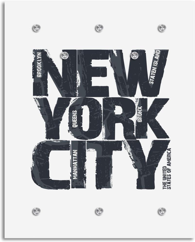 Queence Garderobe - "New York City" Druck auf hochwertigem Arcylglas inkl. Edelstahlhaken und Aufhängung, Format: 100x120cm Bild 1