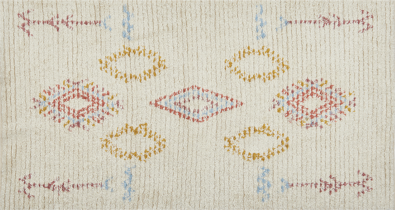 Teppich Baumwolle beige 80 x 150 cm geometrisches Muster Kurzflor BETTIAH Bild 1