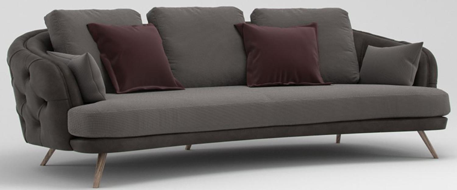Casa Padrino Luxus Chesterfield 3-Sitzer Sofa Grau / Braun 240 x 95 x H. 85 cm Bild 1