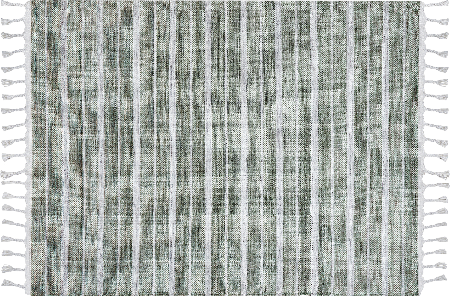Outdoor Teppich dunkelgrün weiß 160 x 230 cm Streifenmuster Kurzflor BADEMLI Bild 1