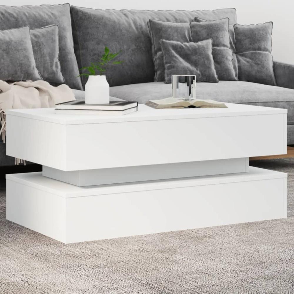 vidaXL Couchtisch mit LED-Leuchten Weiß 90x50x40 cm Bild 1