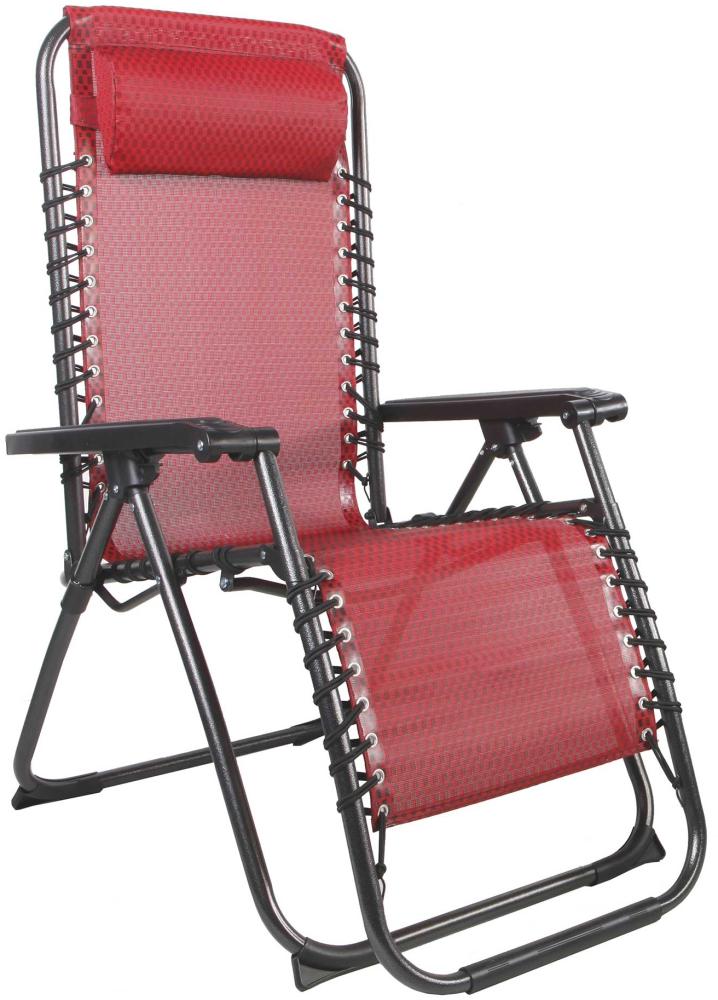 Relax Sessel m. Kopfkissen Gartenstuhl Gartenmöbel Liegesessel verstellbar schwarz/rot Bild 1