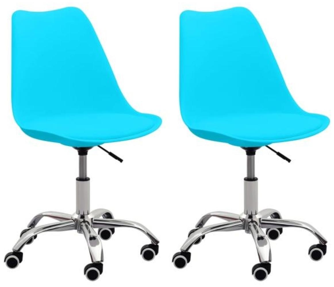 vidaXL Bürostühle 2 Stk. Blau Kunstleder Bild 1