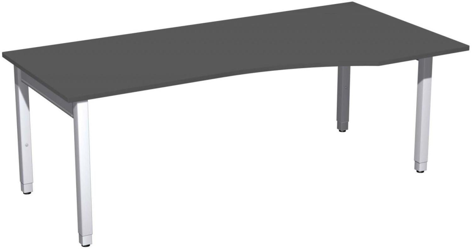 PC-Schreibtisch '4 Fuß Pro Quadrat' rechts höhenverstellbar, 200x100x68-86cm, Graphit / Silber Bild 1