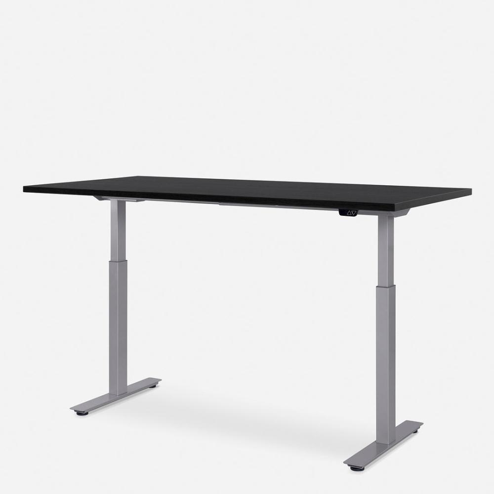 160 x 80 cm WRK21® SMART - Sorano Eiche Dunkelbraun / Grau elektrisch höhenverstellbarer Schreibtisch Bild 1