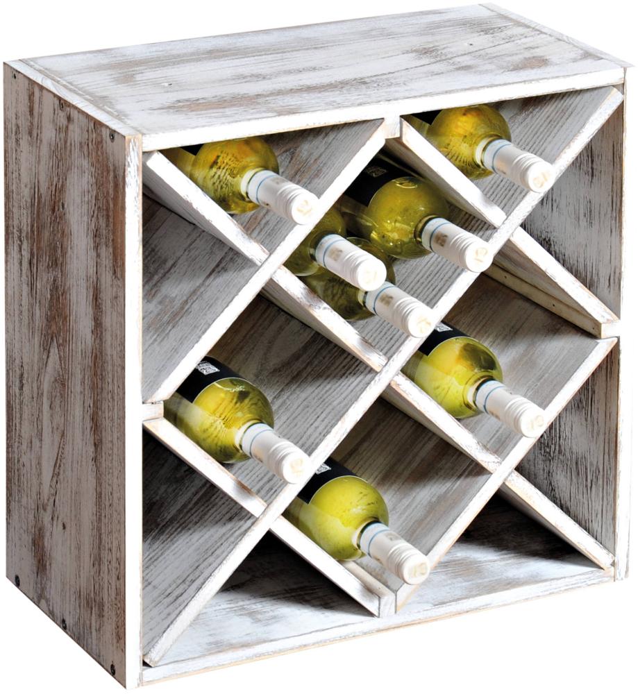 Weinflaschen-Regalsystem - 12-fache Einteilung - Palowniaholz Vintage weiß Bild 1