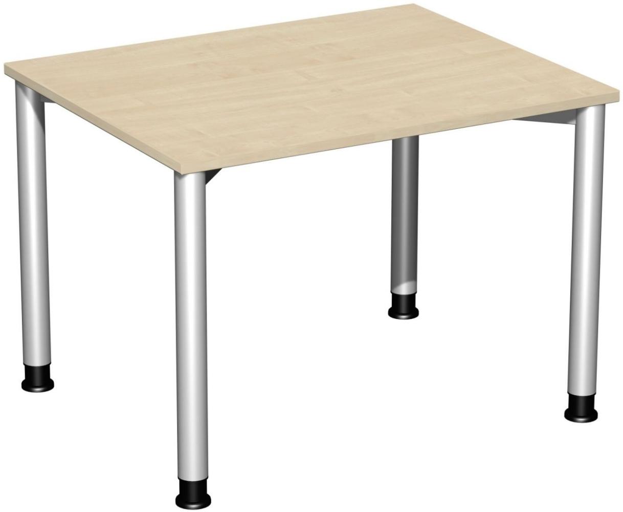 Schreibtisch '4 Fuß Flex' höhenverstellbar, 100x80cm, Ahorn / Silber Bild 1