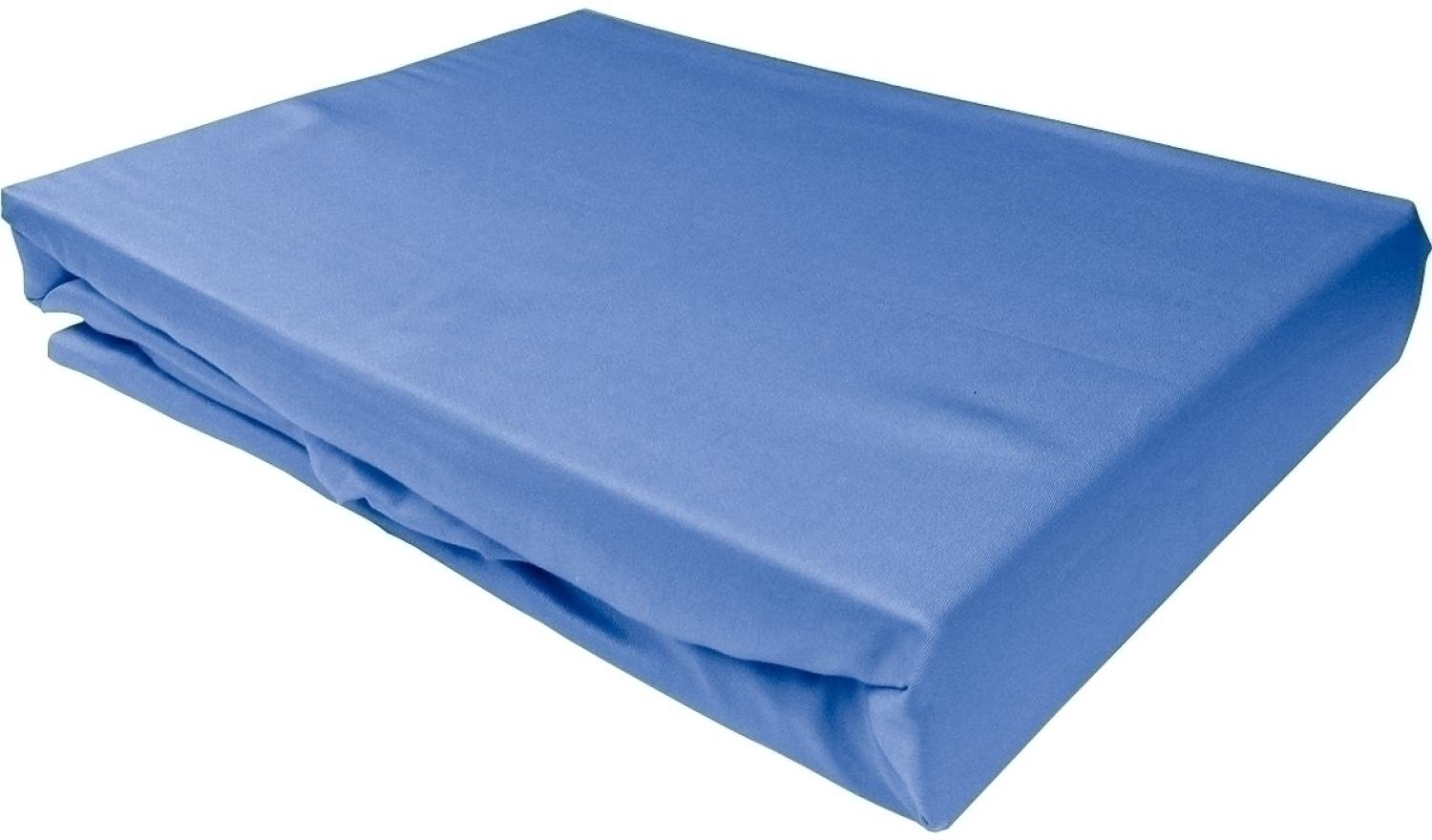 Bettwaesche-mit-Stil Mako-Satin Spannbettlaken hellblau 90x200cm Höhe 31-40cm Bild 1