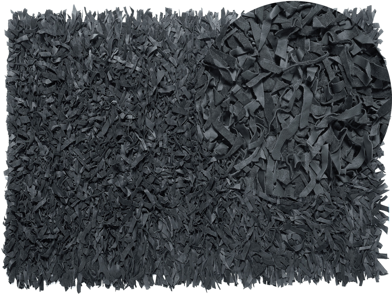 Teppich schwarz 160 x 230 cm Leder Shaggy MUT Bild 1