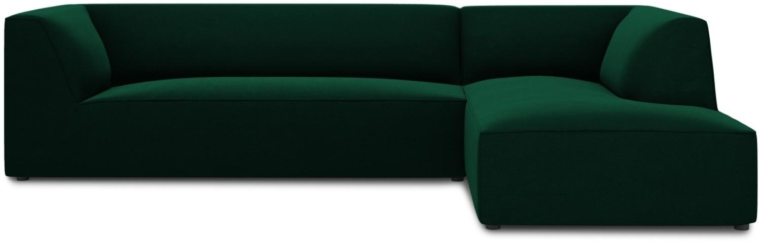 Micadoni 4-Sitzer Samtstoff Modular Ecke rechts Sofa Ruby | Bezug Bottle Green | Beinfarbe Black Plastic Bild 1