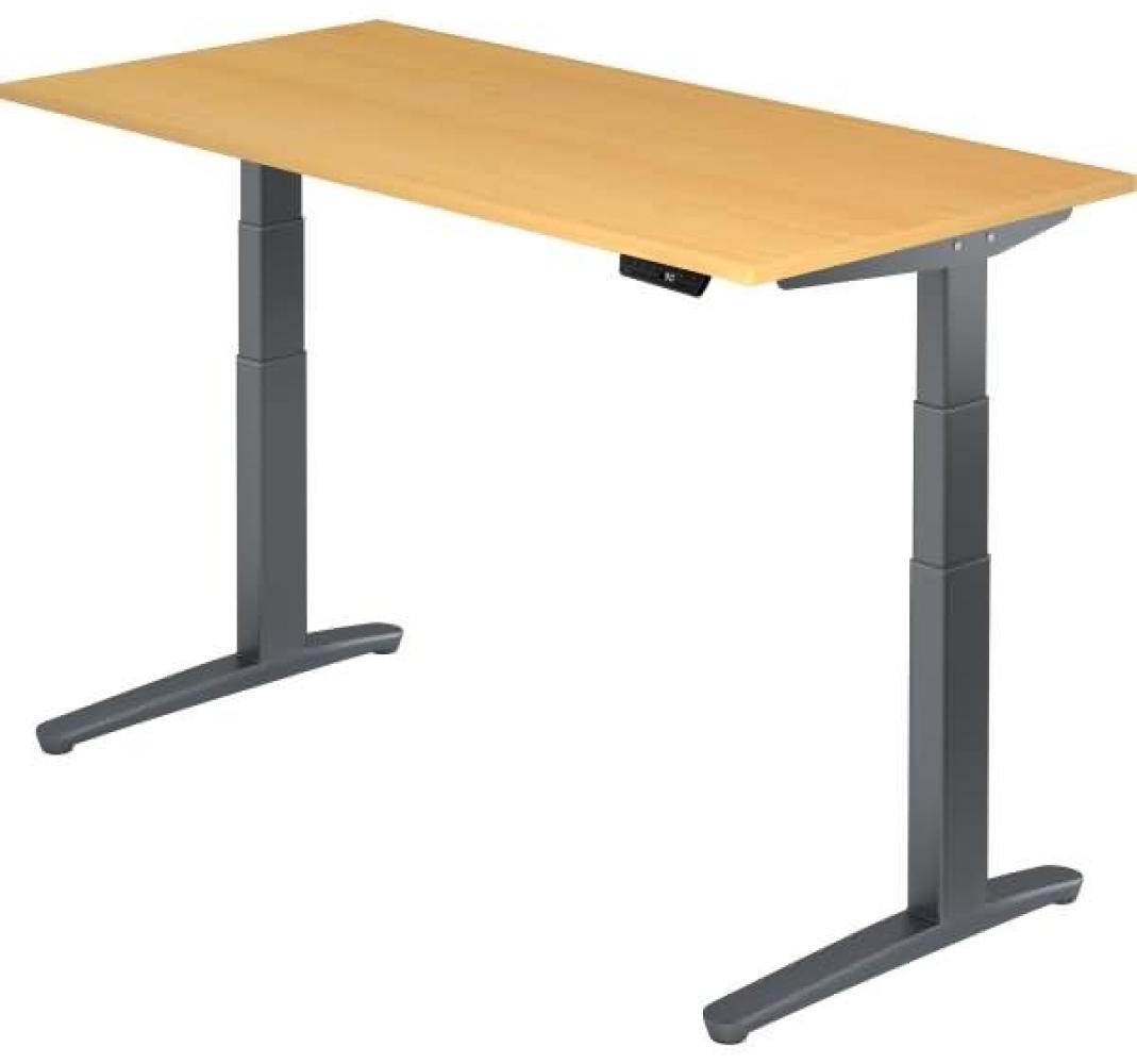 'XBHM16' Sitz-Steh-Schreibtisch elektrisch 160x80cm Buche Graphit Bild 1