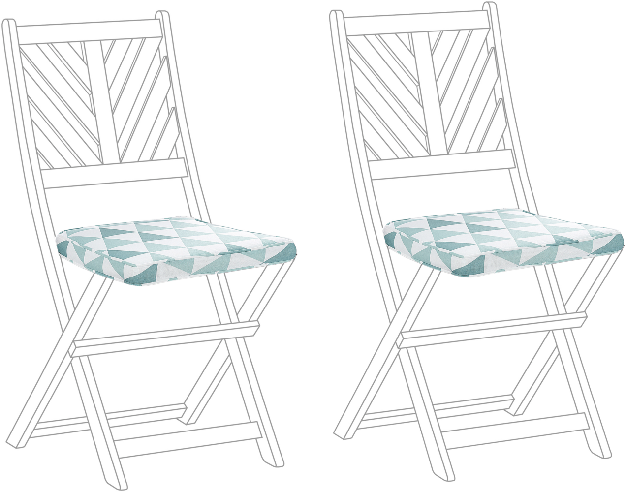 Sitzkissen für Stuhl TERNI 2er Set Dreiecke blau weiß 37 x 34 x 5 cm Bild 1