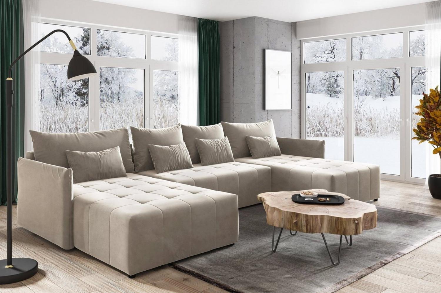 Sofnet Wohnlandschaft Leno U, mit Schlaffunktion und Bettkasten, Ecksofa, U-Form Couch, Schlafsofa mit Wellenfeder Bild 1