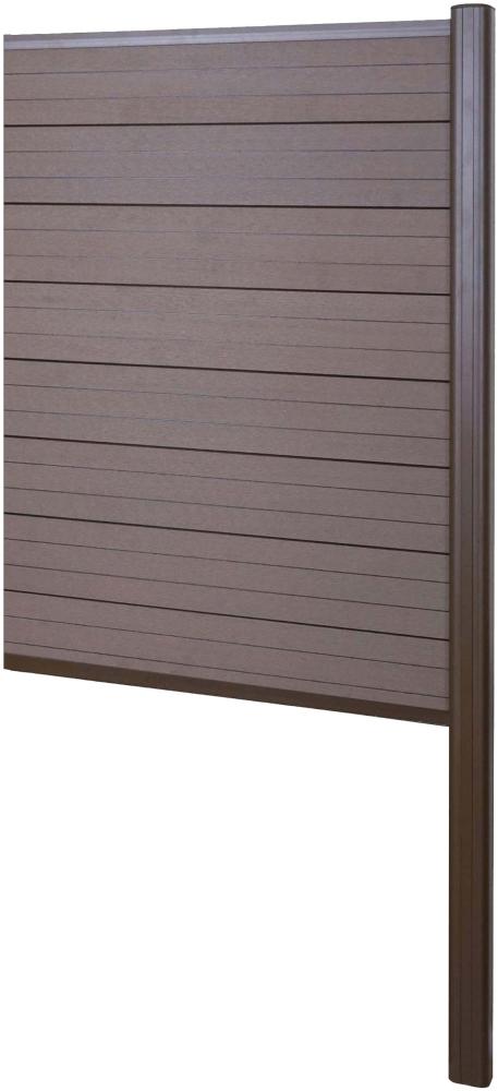 WPC-Sichtschutz Sarthe, Zaun Windschutz, Alu-Pfosten zum Einbetonieren ~ Erweiterungselement schmal, 95cm braun Bild 1