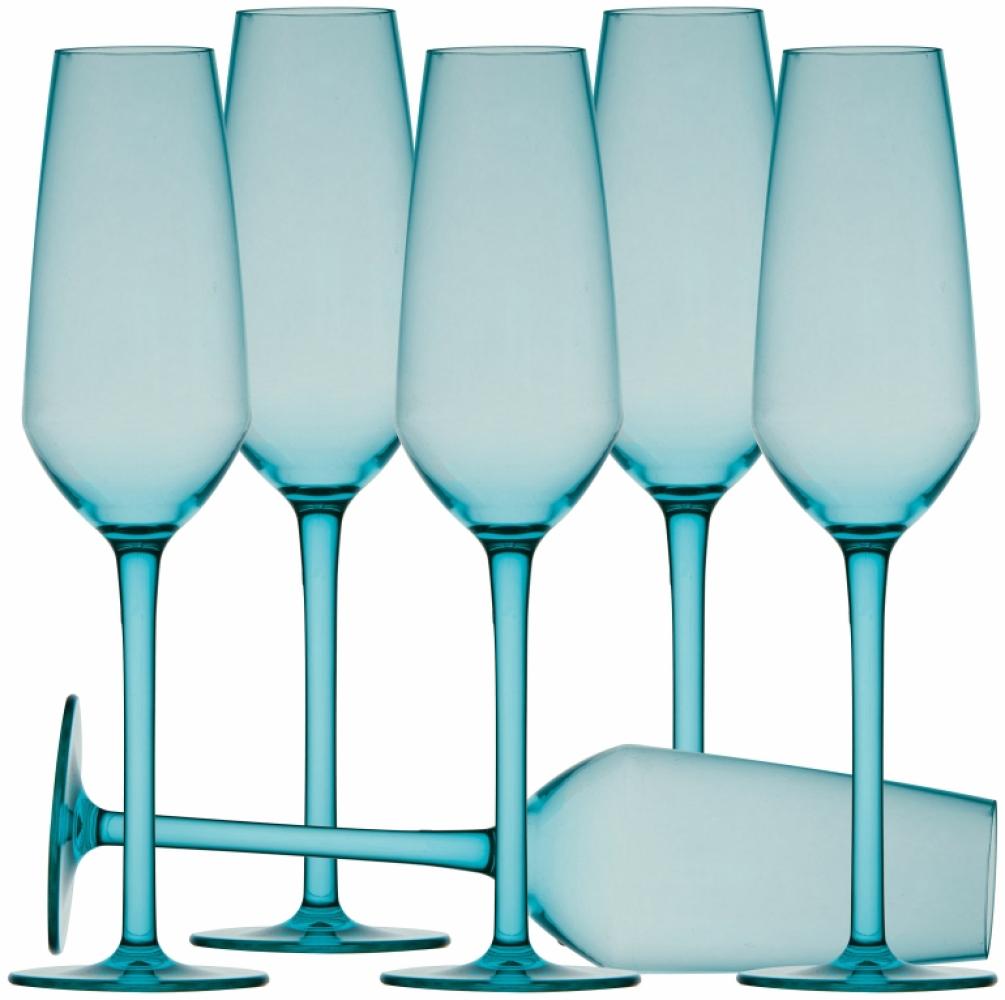 Sekt Champagner Glas Set 6 Stück, unzerbrechlich - Türkis Bild 1