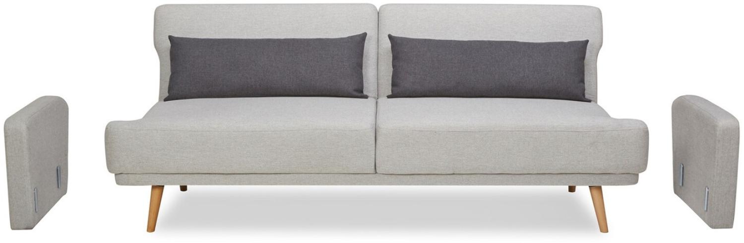 3-Sitzer Sofa mit Schlaffunktion und Hellgrau und Grau 214 x 86 x 83 cm Bild 1