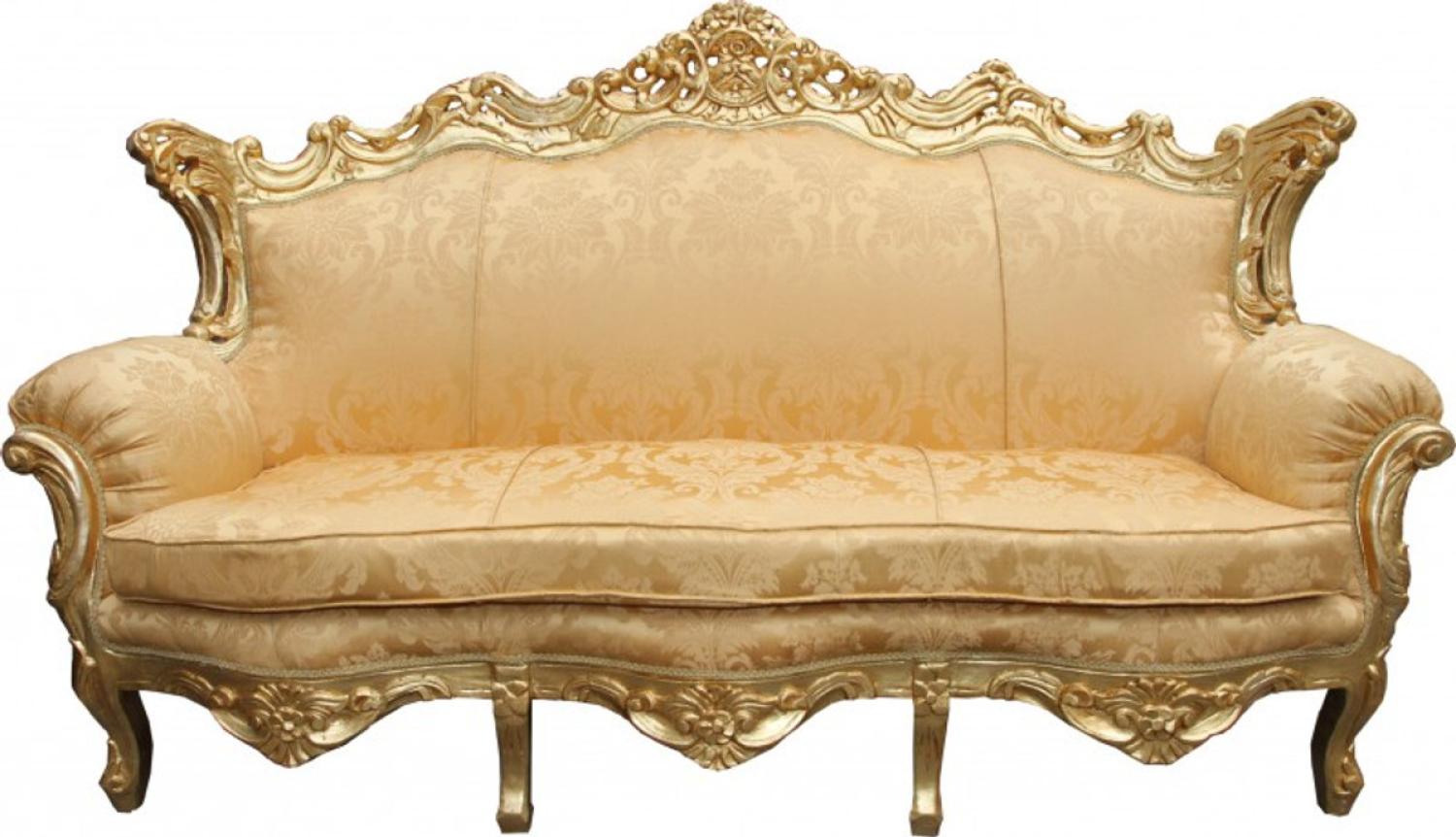 Casa Padrino Barock Sofa Master Gold Flowers Muster / Gold - Wohnzimmer Couch Möbel Lounge Bild 1