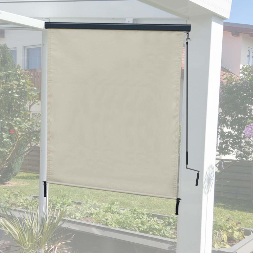 Vertikalmarkise HWC-F42, Senkrechtmarkise Sichtschutz Außenrollo Rollo, UV-Schutz 50 Stoff ~ 250x140cm, creme-beige Bild 1