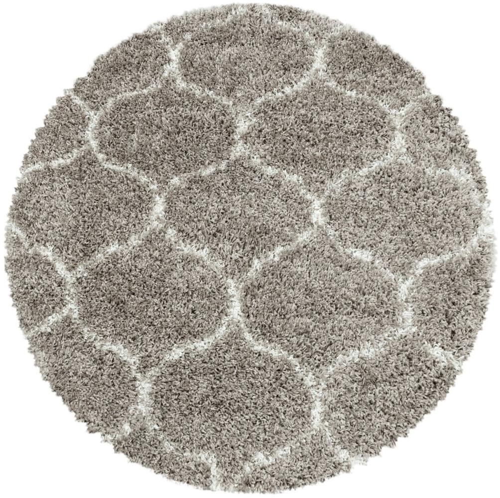 Hochflor Teppich Serena rund - 120x120 cm - Beige Bild 1