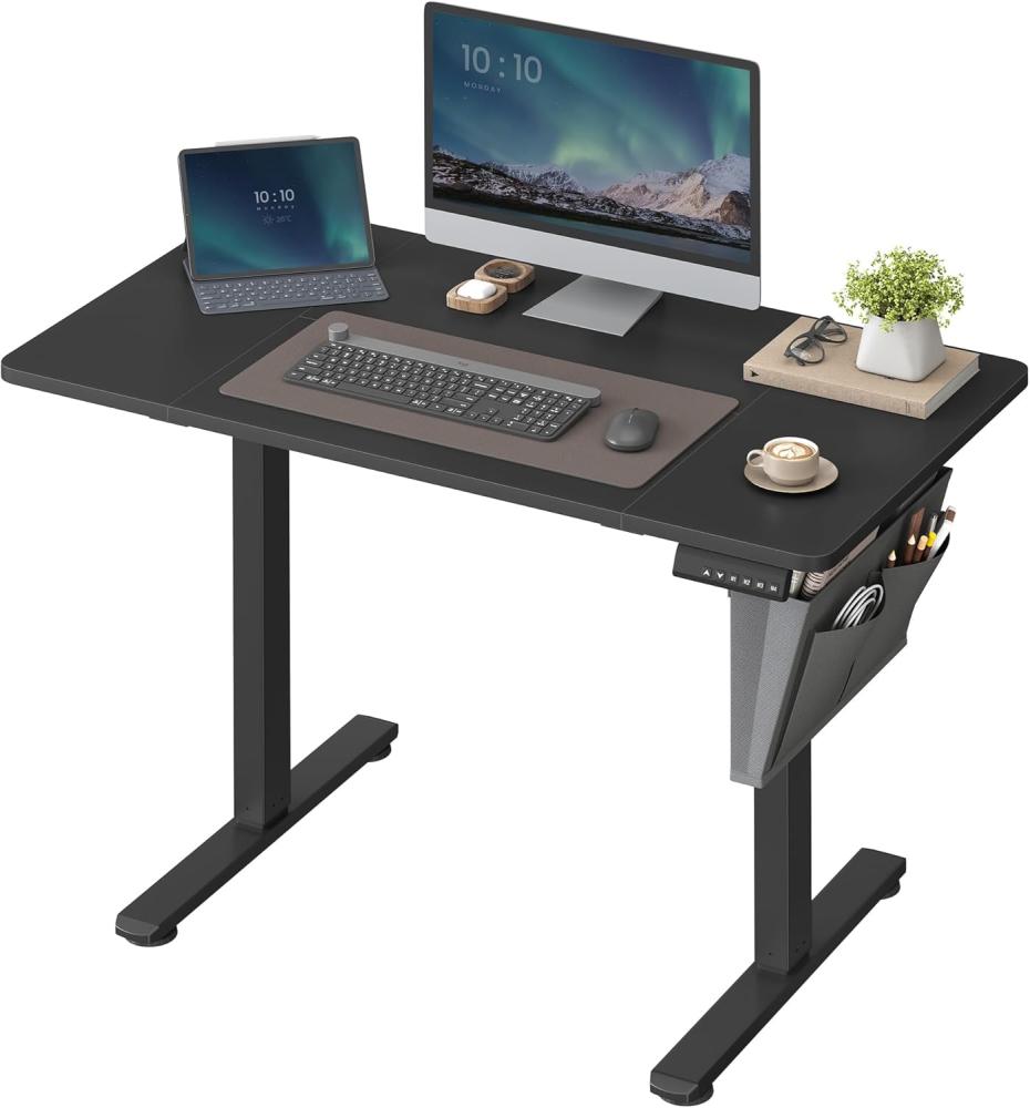 SONGMICS Höhenverstellbarer Schreibtisch elektrisch, 60 x 110 x (72-120) cm, Verstellbarer Tisch, Memory-Funktion für 4 Höhen, für Homeoffice, Arbeitszimmer, tintenschwarz Bild 1