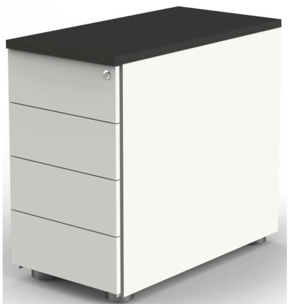 Anstellcontainer, 43x80x72-76 cm, abschließbar, Weiß / Anthrazit Bild 1
