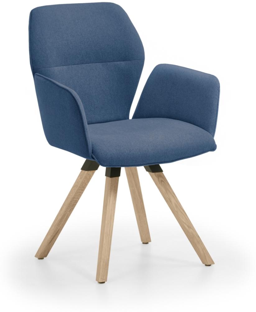 Niehoff Sitzmöbel Merlot Design-Armlehenenstuhl Stativ-Gestell Massivholz/Stoff Blue Bianco Massiv Bild 1