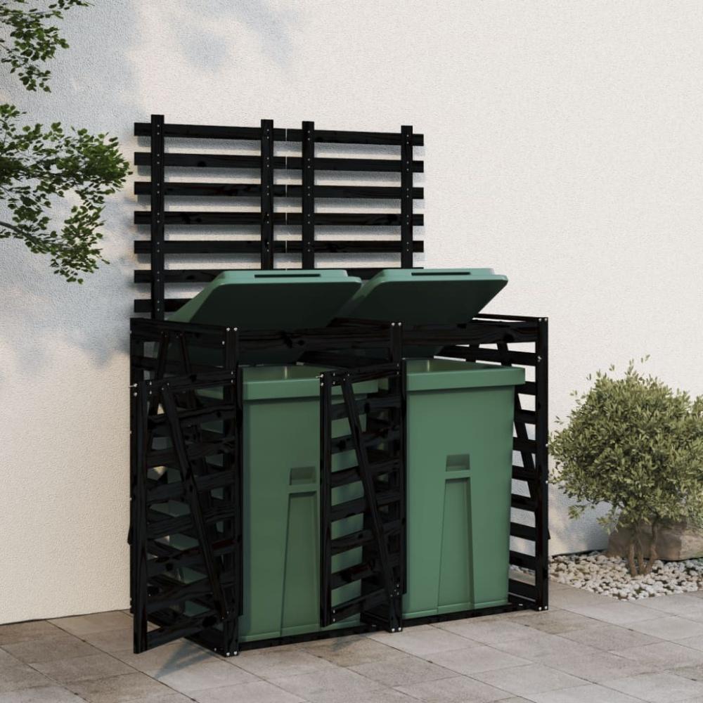 vidaXL Mülltonnenbox für 2 Tonnen Schwarz Massivholz Kiefer Bild 1
