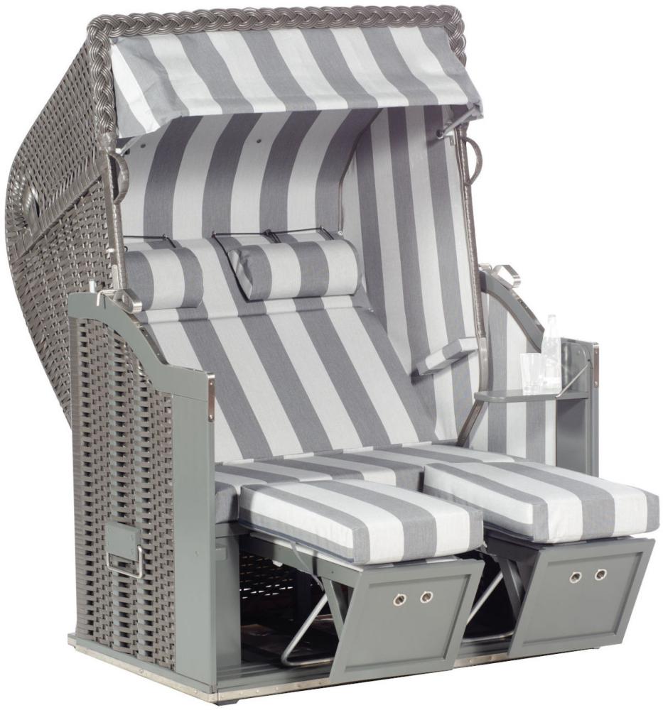 Sonnenpartner Strandkorb Classic 2-Sitzer Halbliegemodell anthrazit/grau mit Sonderausstattung Bild 1