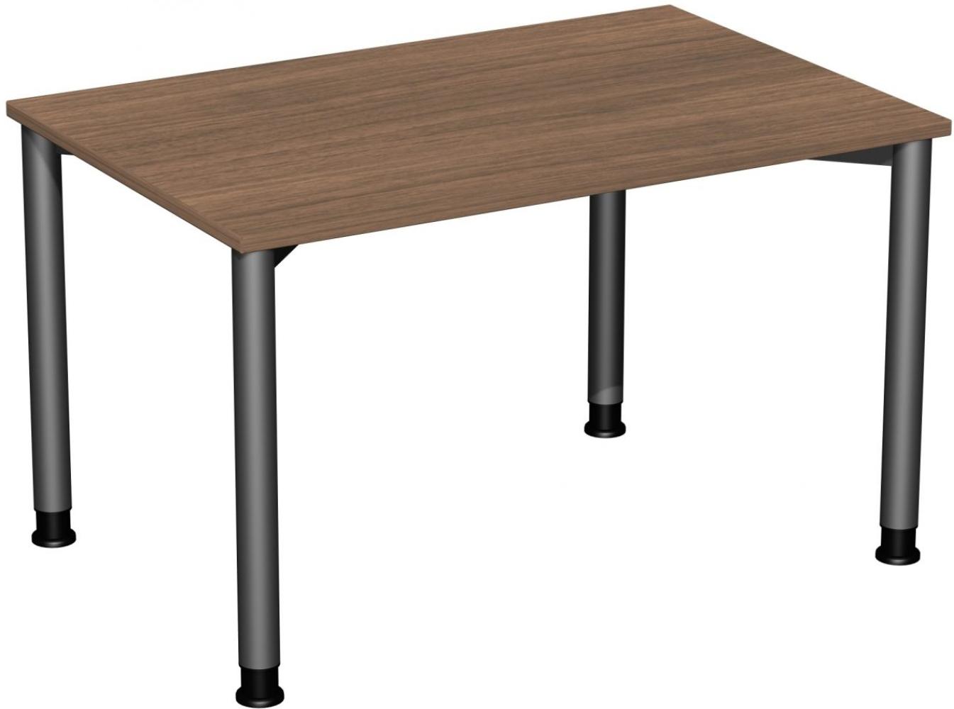 Schreibtisch '4 Fuß Flex' höhenverstellbar, 120x80cm, Nussbaum / Anthrazit Bild 1