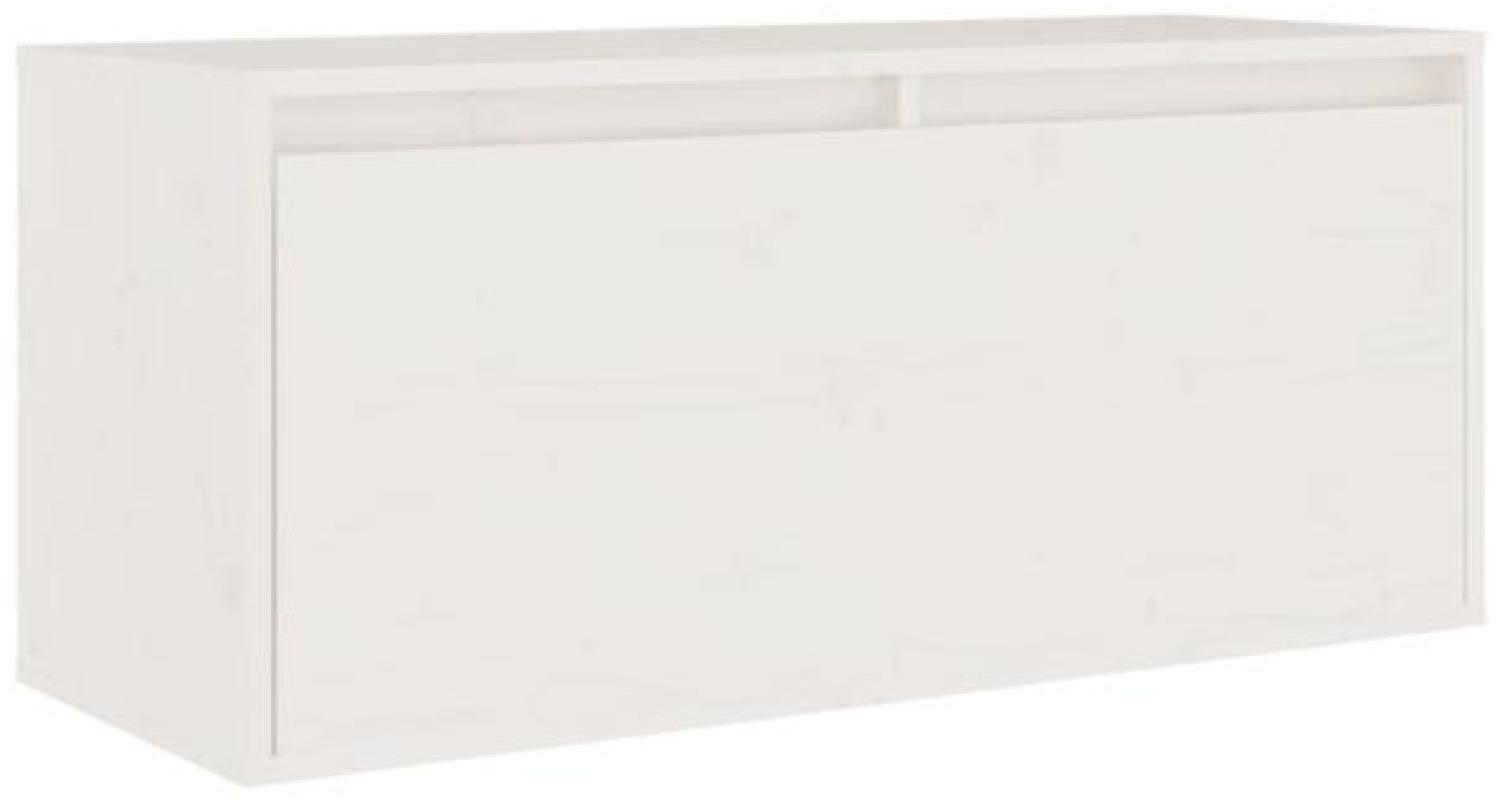 Wandschrank Weiß 80x30x35 cm Massivholz Kiefer Bild 1