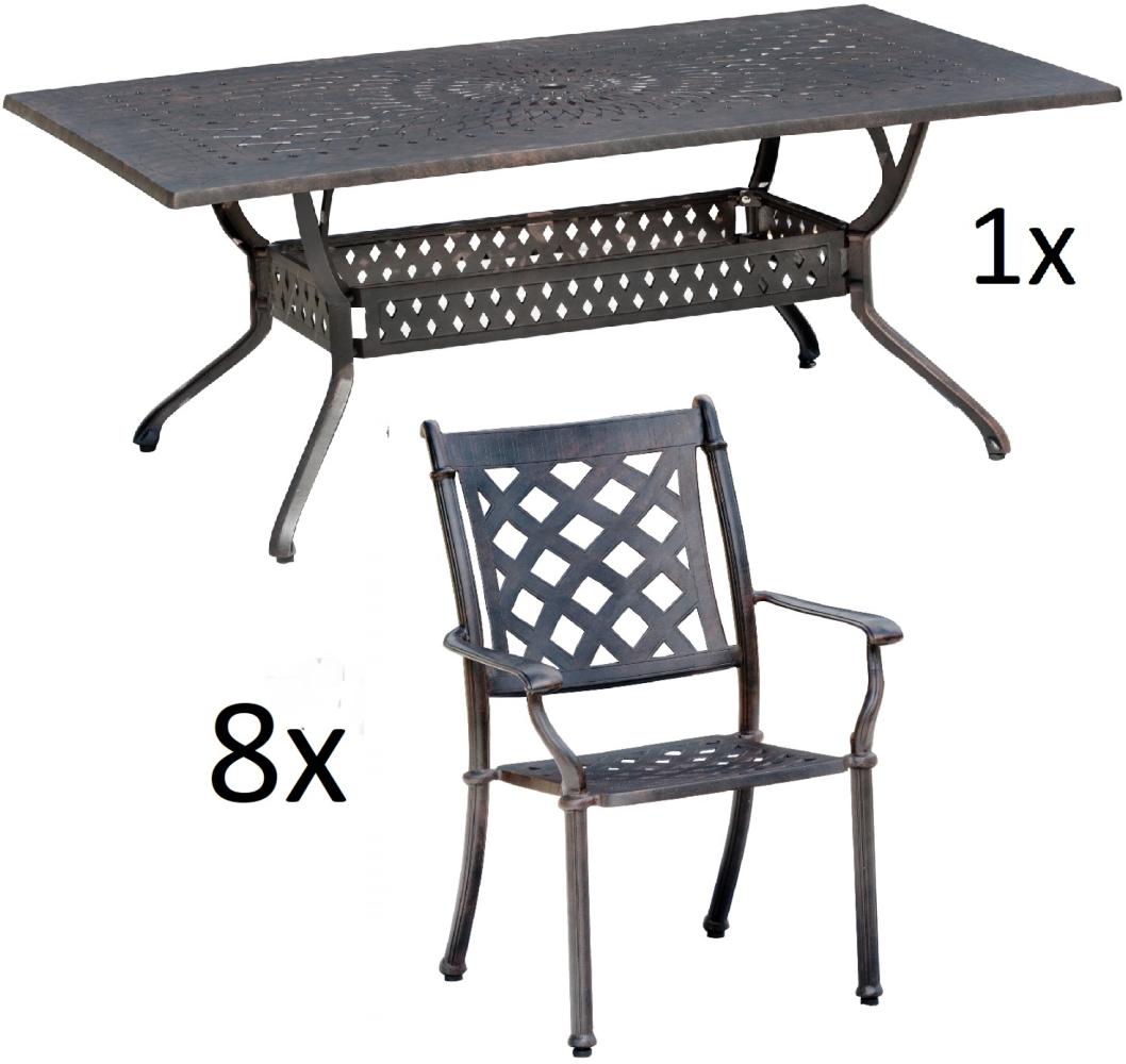 Inko 9-teilige Sitzgruppe Alu-Guss bronze Tisch 215x107x74 cm cm mit 8 Sesseln Tisch 215x107 cm mit 8x Sessel Duke Bild 1