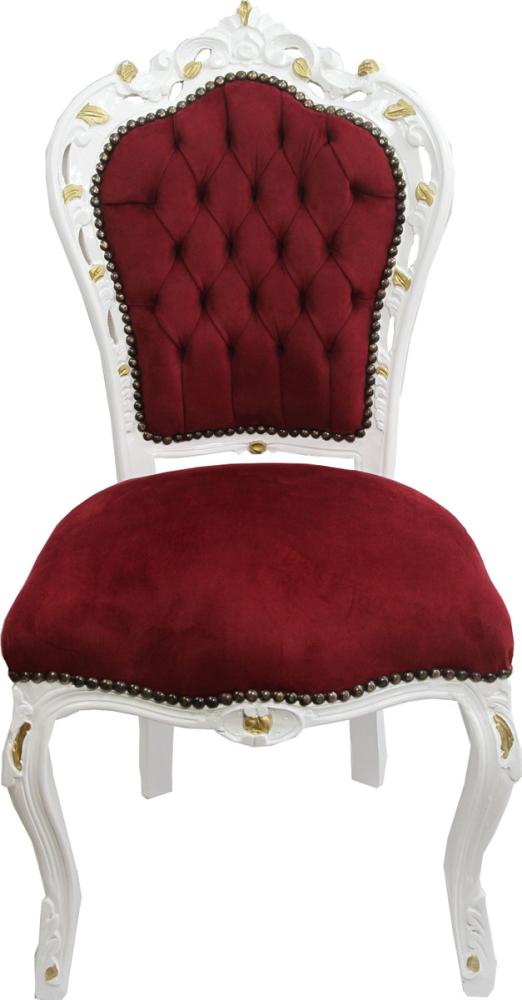 Casa Padrino Barock Esszimmer Stuhl Bordeaux / Weiß mit Gold Bemalung - Antik Stil Möbel Bild 1