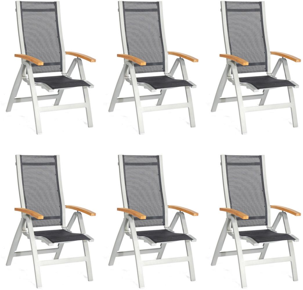 Sonnenpartner 6er-Set Klappsessel Florida Aluminium silber/Textilen schwarz Klapp-Sessel Klappstuhl Bild 1