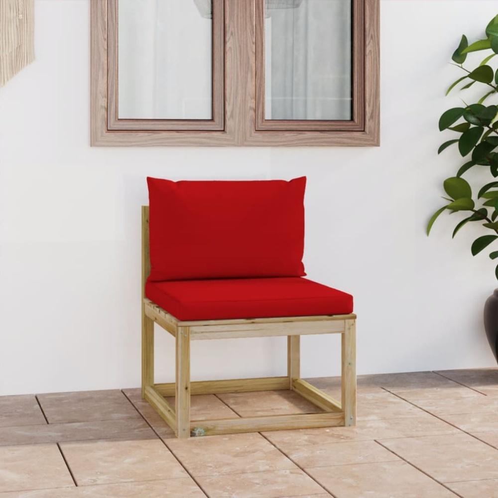 Garten-Sofa mit Kissen Imprägniertes Kiefernholz Mittelsofa Rot Bild 1