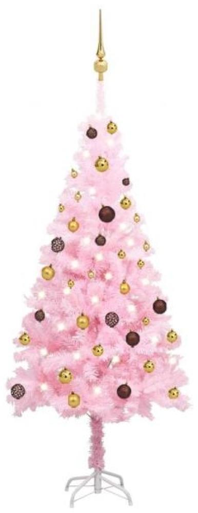 Künstlicher Weihnachtsbaum mit LEDs & Schmuck Rosa 150 cm PVC Bild 1