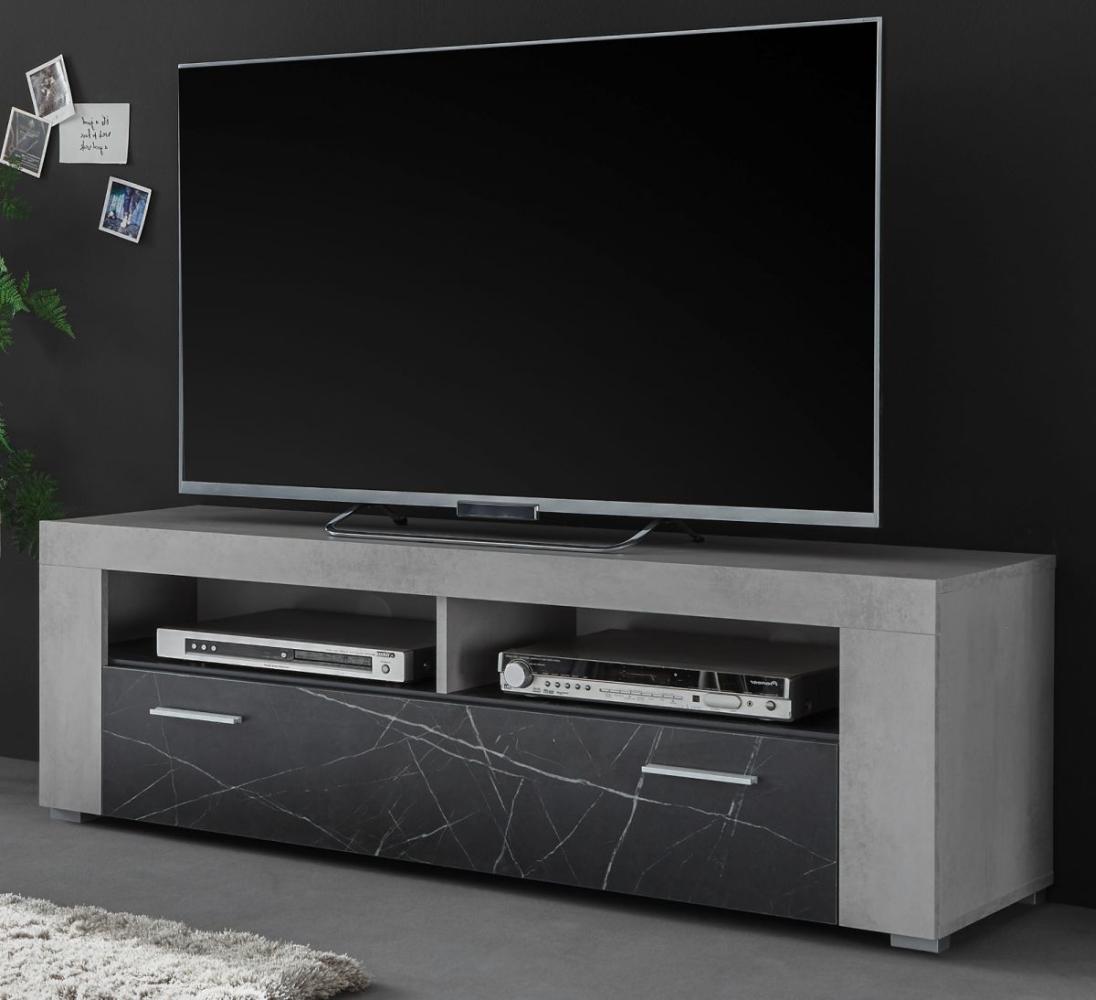 TV-Lowboard Riaza in grau und Marmor Optik anthrazit 140 cm Bild 1