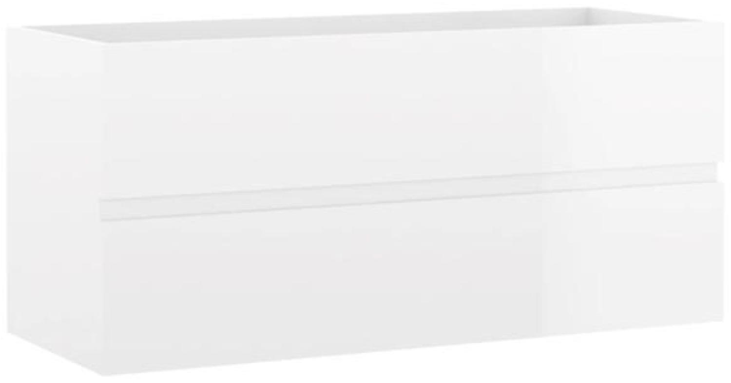 vidaXL Waschbeckenunterschrank Hochglanz-Weiß 100x38,5x45cm Spanplatte Bild 1