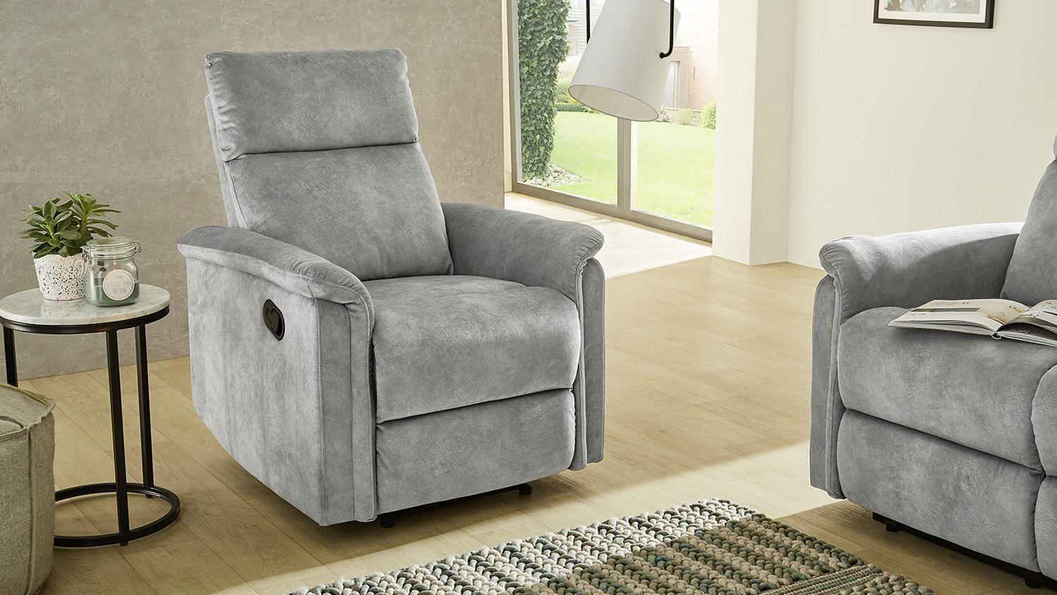 Fernsehsessel AMRUM Sessel Sofa Relaxsessel mit Funktion Vintage grau Bild 1