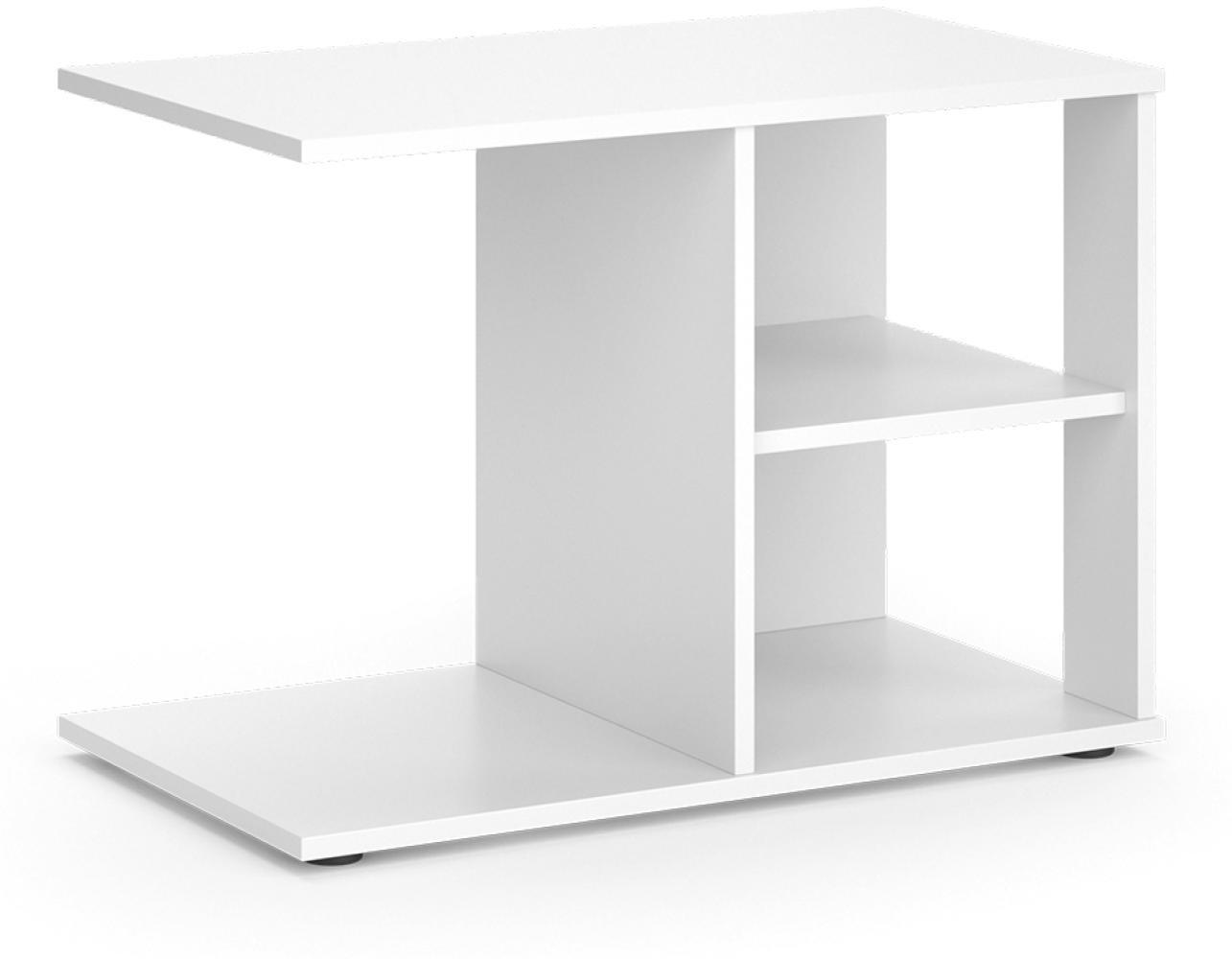 Vicco Couchtisch Darry 70x50cm weiß moderner Tisch mit Ablagen für Wohnzimmer Bild 1