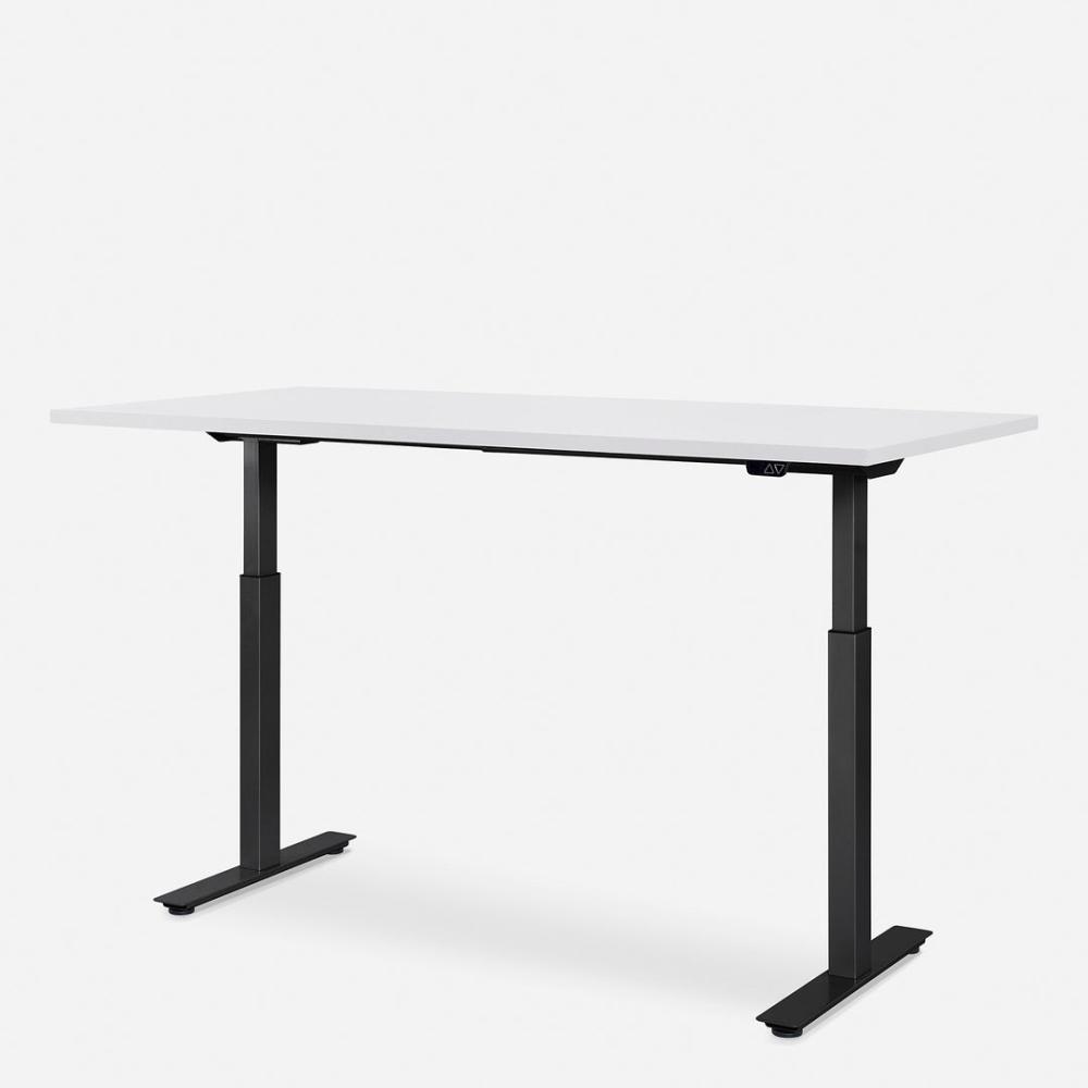160 x 80 cm WRK21® SMART - Weiss Uni / Schwarz elektrisch höhenverstellbarer Schreibtisch Bild 1