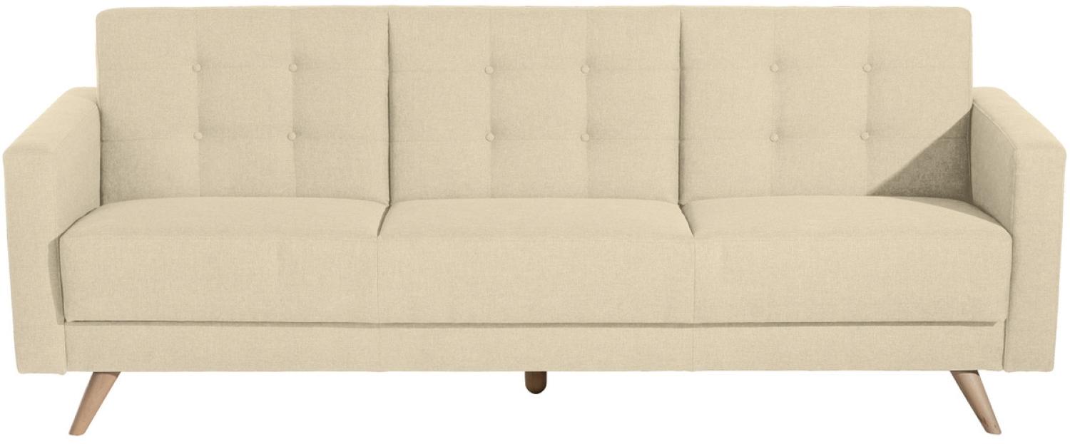 Julian Sofa 3-Sitzer mit Bettfunktion Flachgewebe Beige Buche Natur Bild 1