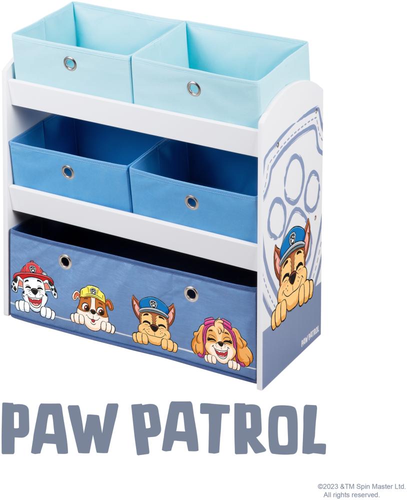 roba 'Paw Patrol' Spielregal mit 5 Boxen, Holz weiß / grau, 63,5 x 29,5 x 67,0 cm Bild 1