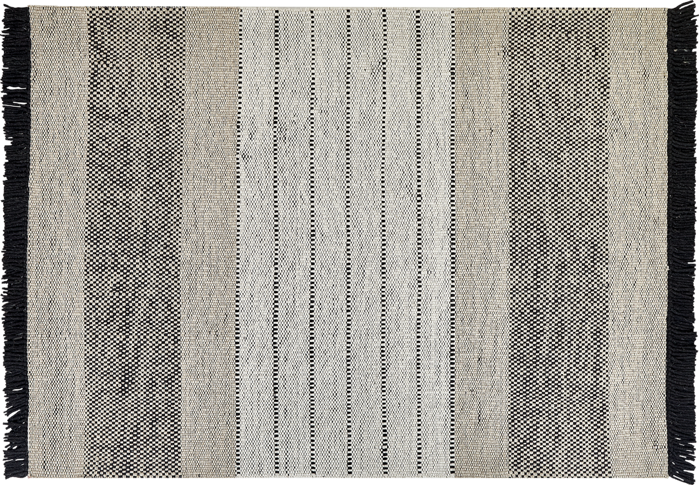 Teppich Wolle beige schwarz 160 x 230 cm Kurzflor YAZLIK Bild 1