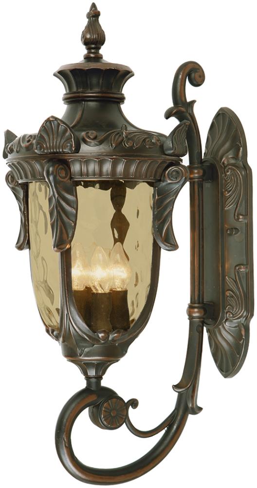 LED Außenwandlaterne im Jugendstil mit Amberglas, stehend Höhe 64cm Bild 1